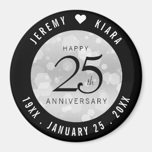 Elegant 25th Silver Wedding Anniversary Magnet