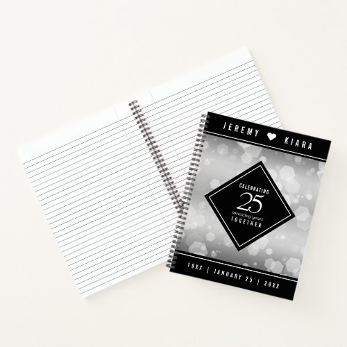 Elegant 25th Silver Wedding Anniversary Notebook