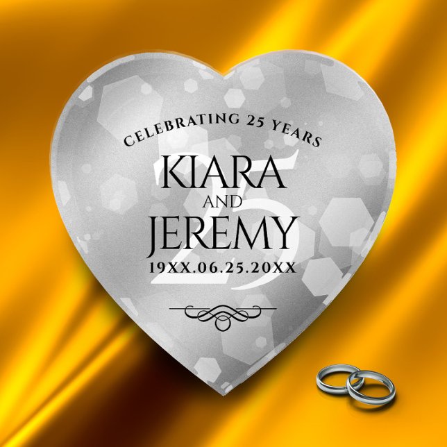 Elegant 25th Silver Wedding Anniversary Paperweight (Creator Uploaded)