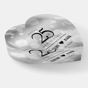 Elegant 25th Silver Wedding Anniversary Paperweight