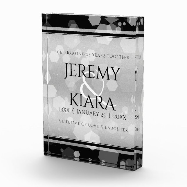 Elegant 25th Silver Wedding Anniversary Photo Block (Right)