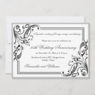 Elegant 25th Silver Wedding Anniversary Photo  Invitation