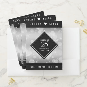 Elegant 25th Silver Wedding Anniversary Pocket Folder