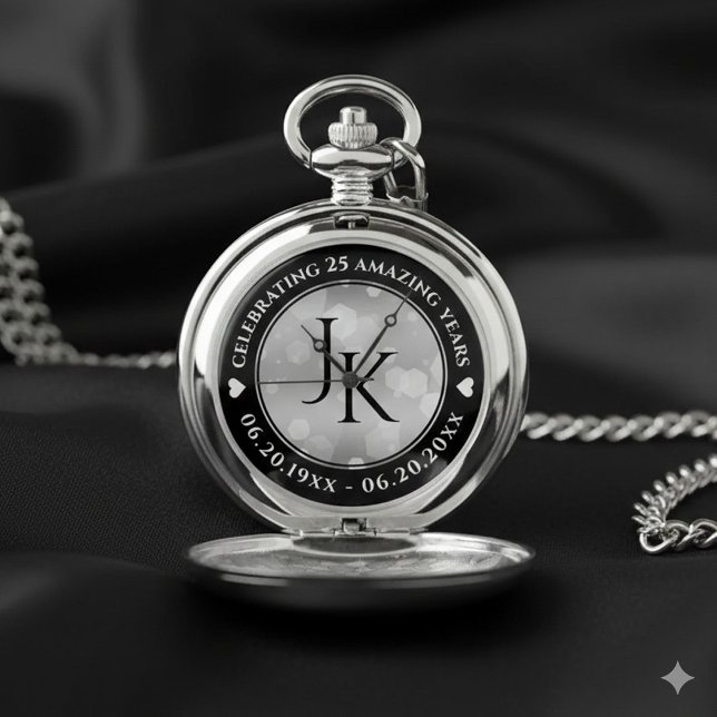 Elegant 25th Silver Wedding Anniversary Pocket Watch (Elegant 25th Silver Wedding Anniversary Pocket Watch Cover Photo)