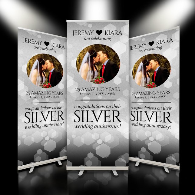 Elegant 25th Silver Wedding Anniversary Retractable Banner (25th Silver Wedding Anniversary Retractable Banner Cover Photo.)