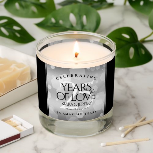 Elegant 25th Silver Wedding Anniversary Scented Candle