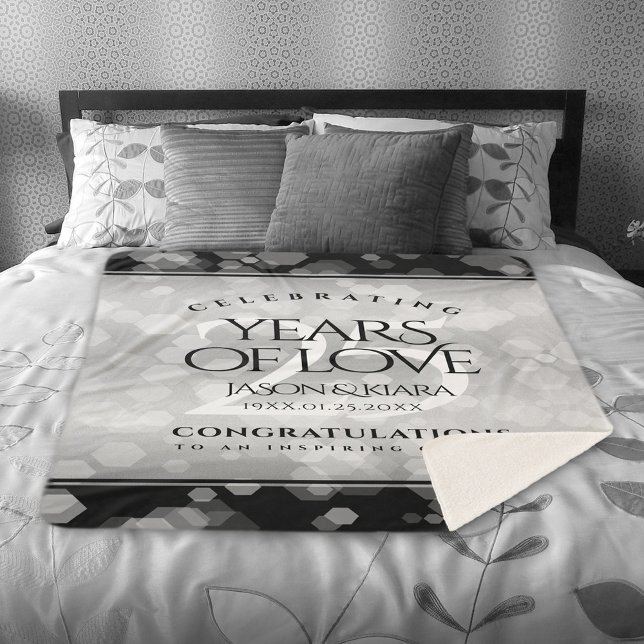 Elegant 25th Silver Wedding Anniversary Sherpa Blanket (Elegant 25th Silver Wedding Anniversary Sherpa Fleece Blanket Cover Photo.)
