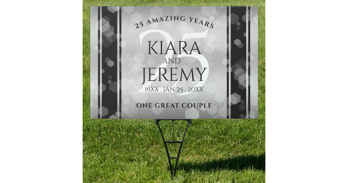 Elegant 25th Silver Wedding Anniversary Sign | Zazzle