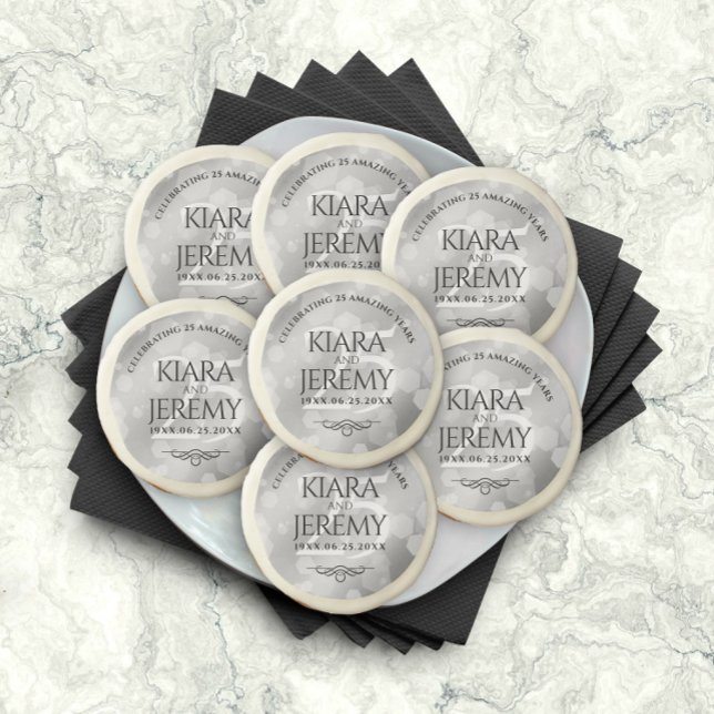 Elegant 25th Silver Wedding Anniversary Sugar Cookie (Creator Uploaded)