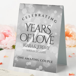 Elegant 25th Silver Wedding Anniversary Table Tent