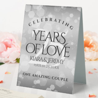 Elegant 25th Silver Wedding Anniversary Table Tent