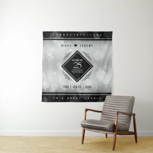 Elegant 25th Silver Wedding Anniversary Tapestry