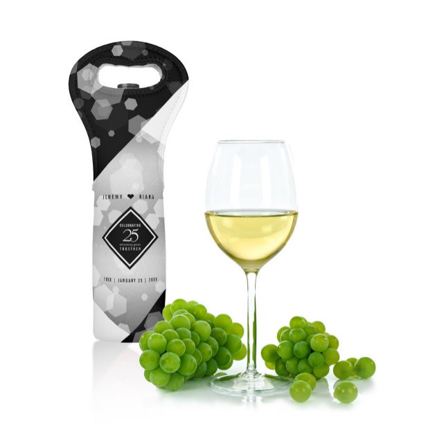 Elegant 25th Silver Wedding Anniversary Wine Bag (Creator Uploaded)