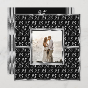 Elegant 25th Wedding Anniversary Black and Silver Invitation