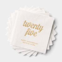 Elegant 25th Wedding Anniversary Gold Foil Napkins