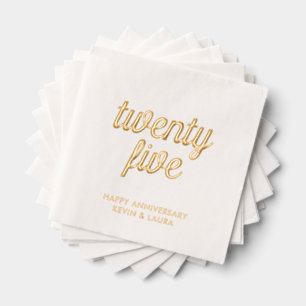 Elegant 25th Wedding Anniversary Gold Foil Napkins