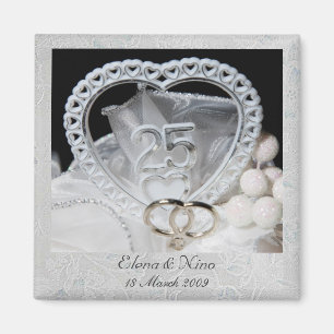 Elegant 25th Wedding Anniversary Magnet