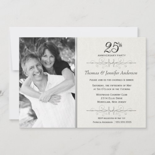 Elegant 25th Wedding Anniversary Party Invitations