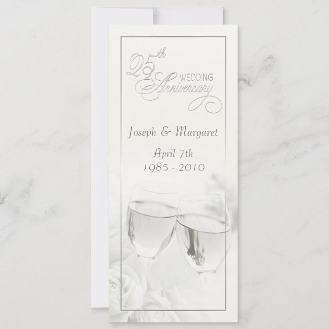 Elegant 25th Wedding Anniversary Party Invitations (Front)
