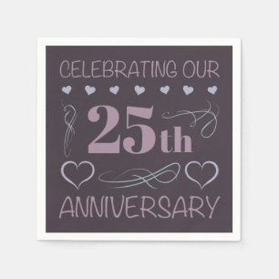 Elegant 25th Wedding Anniversary Purple Napkins