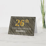[ Thumbnail: Elegant 26th Birthday: Faux Wood, Faux Gold Look Card ]