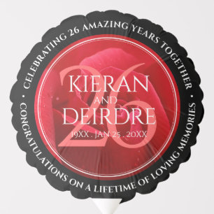 Elegant 26th Rose Wedding Anniversary Celebration Balloon