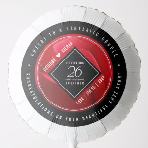 Elegant 26th Rose Wedding Anniversary Celebration Balloon