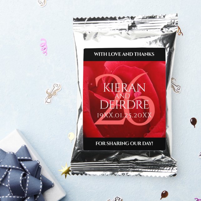 Elegant 26th Rose Wedding Anniversary Celebration Coffee Drink Mix (Packets)