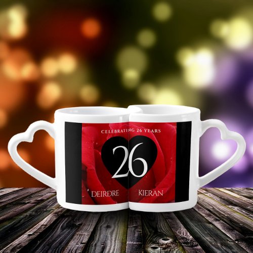Elegant 26th Rose Wedding Anniversary Celebration Coffee Mug Set