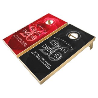 Elegant 26th Rose Wedding Anniversary Celebration Cornhole Set