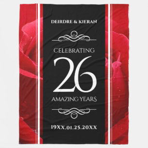 Elegant 26th Rose Wedding Anniversary Celebration Fleece Blanket