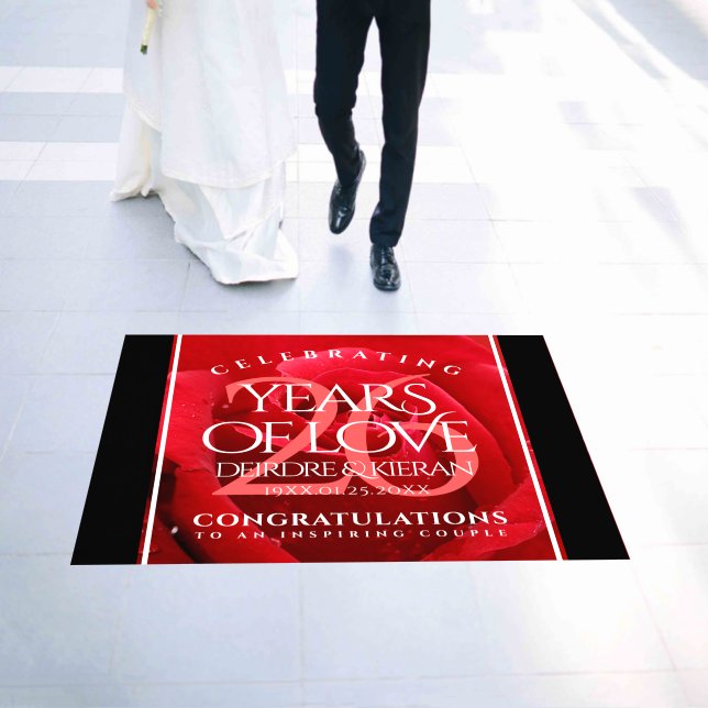 Elegant 26th Rose Wedding Anniversary Celebration Floor Decals (Wedding)