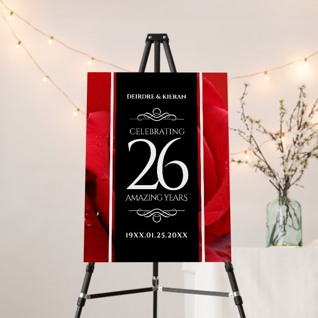 Elegant 26th Rose Wedding Anniversary Celebration Foam Board (In Situ (Stand))