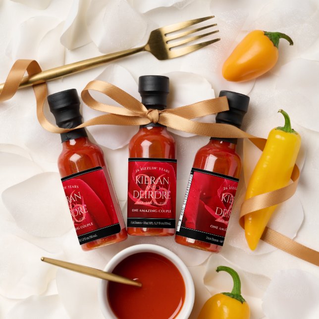 Elegant 26th Rose Wedding Anniversary Celebration Hot Sauces (Wedding)
