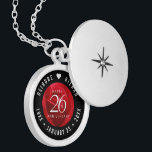 Elegant 26th Rose Wedding Anniversary Celebration Locket Necklace<br><div class="desc">Commemorate the 26th wedding anniversary with this elegant locket! Elegant white lettering on a romantic red rose background add a memorable touch for this special occasion and extraordinary milestone. Customize with the happy couple's names, and dates for their rose anniversary. Design © W.H. Sim, All Rights Reserved. See more at...</div>