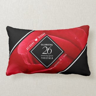 Elegant 26th Rose Wedding Anniversary Celebration Lumbar Pillow