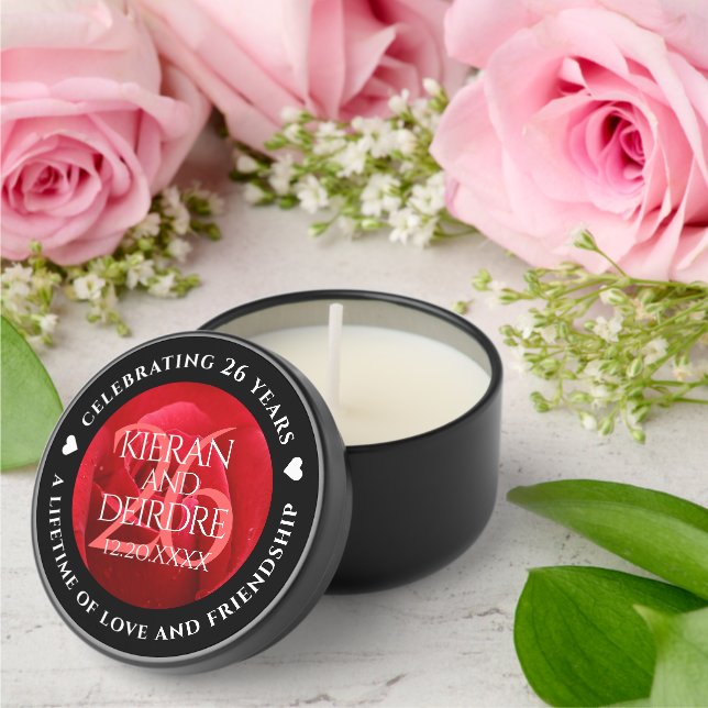 Elegant 26th Rose Wedding Anniversary Celebration Mini Candle Favors (Insitu (Wedding))