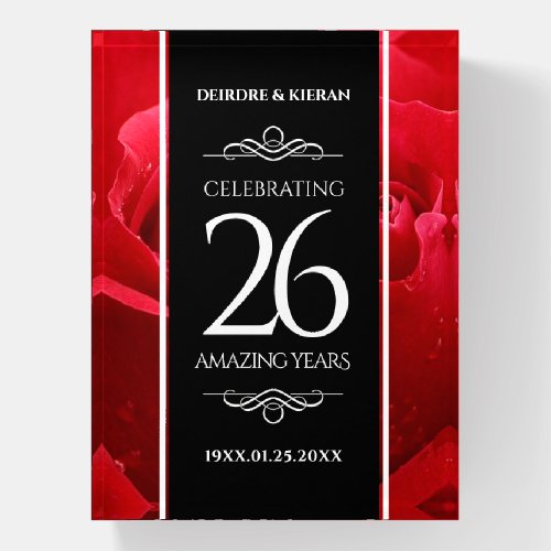 Elegant 26th Rose Wedding Anniversary Celebration Paperweight