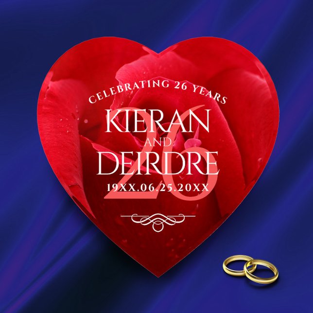 Elegant 26th Rose Wedding Anniversary Celebration Paperweight (Creator Uploaded)