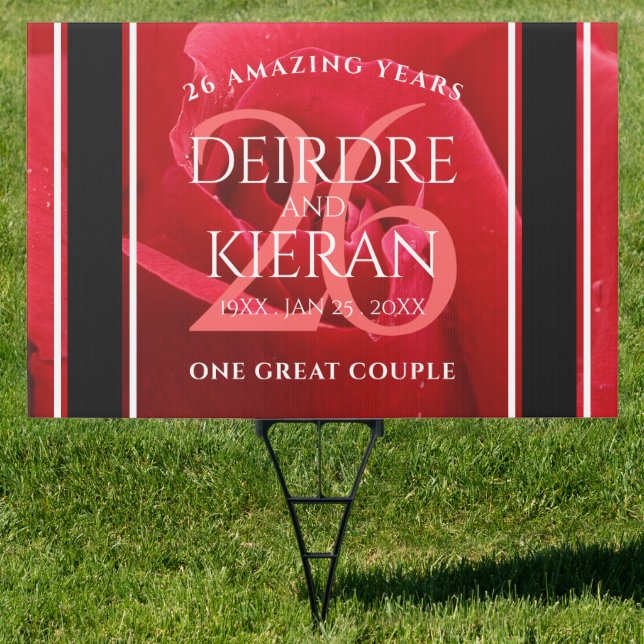 Elegant 26th Rose Wedding Anniversary Celebration Sign (Insitu)