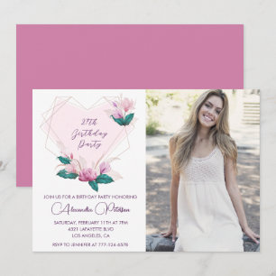 Elegant 27th birthday invitations Floral Photo