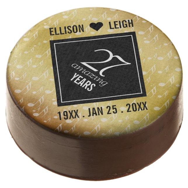 Elegant 27th Music Wedding Anniversary Celebration Chocolate Covered Oreo (Angled)