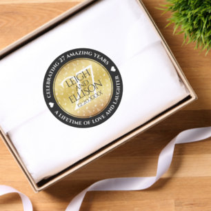 Elegant 27th Music Wedding Anniversary Celebration Classic Round Sticker