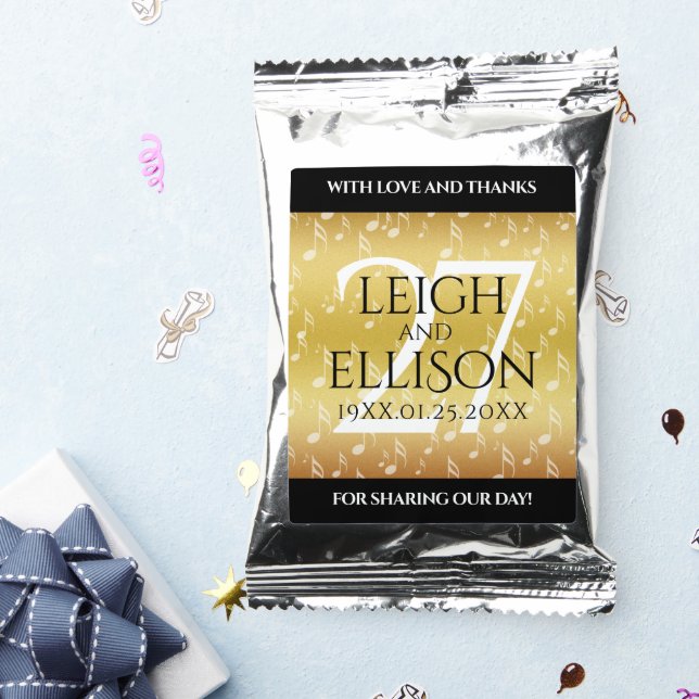 Elegant 27th Music Wedding Anniversary Celebration Coffee Drink Mix (Packets)