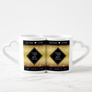 Elegant 27th Music Wedding Anniversary Celebration Coffee Mug Set