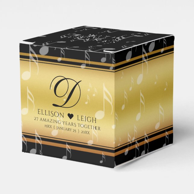 Elegant 27th Music Wedding Anniversary Celebration Favor Boxes (Front Side)
