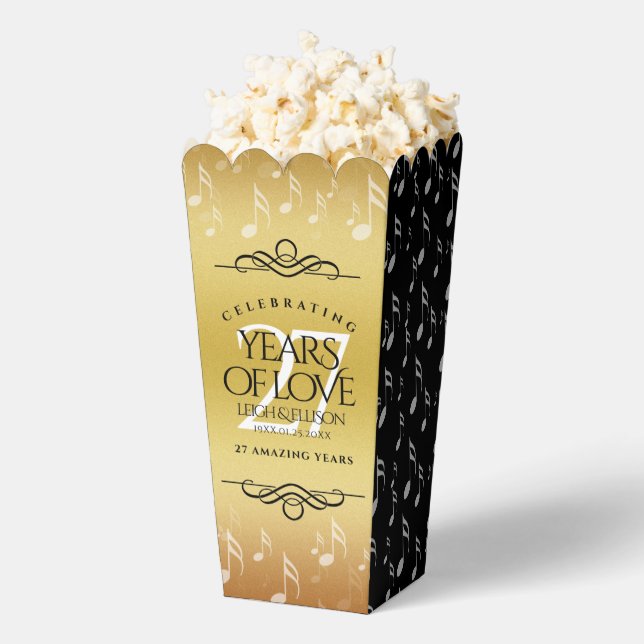 Elegant 27th Music Wedding Anniversary Celebration Favor Boxes (Popped)