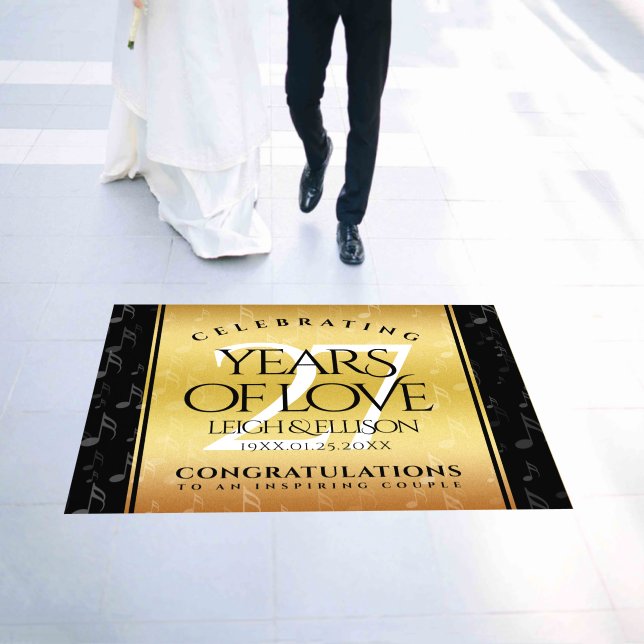 Elegant 27th Music Wedding Anniversary Celebration Floor Decals (Wedding)