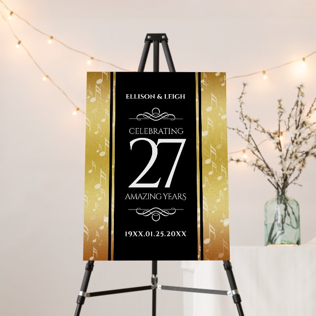 Elegant 27th Music Wedding Anniversary Celebration Foam Board (In Situ (Stand))