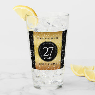 Elegant 27th Music Wedding Anniversary Celebration Glass